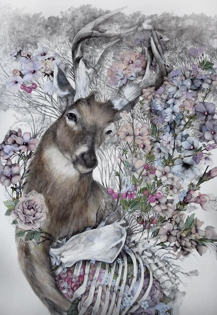 Artist Makes Flowers Bloom From Animal And Human Bodies And The Result Is Beautiful