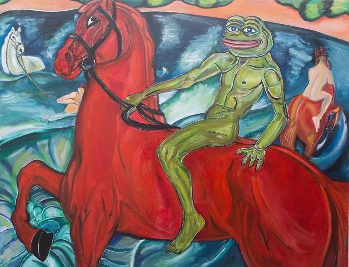 Pepe The Frog Bathing Of The Red Horse