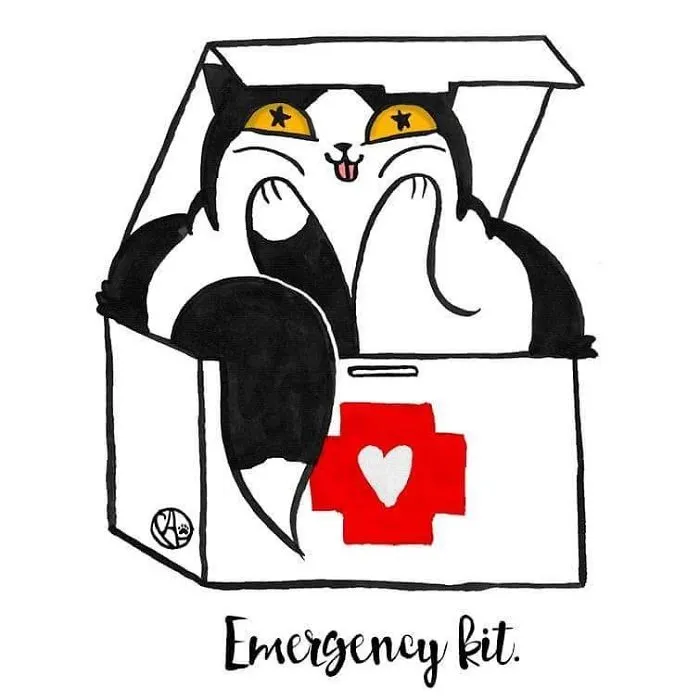 My Girlfriend Turns Our Life With 3 Cats And A Dog Into Humorous Illustrations (20 Pics)