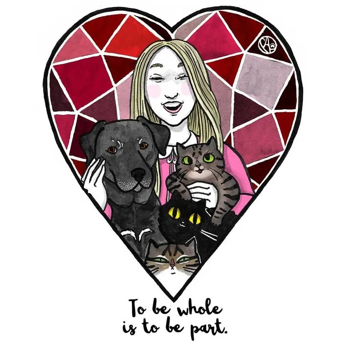 My Girlfriend Turns Our Life With 3 Cats And A Dog Into Humorous Illustrations (20 Pics)