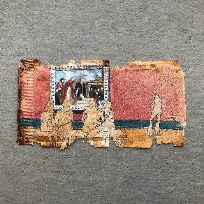I Paint "Museum Goers" On Used Tea Bags (19 Pics)