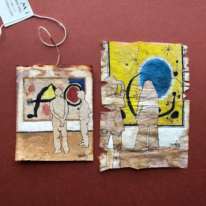 I Paint "Museum Goers" On Used Tea Bags (19 Pics)