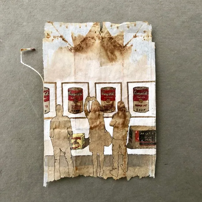 I Paint "Museum Goers" On Used Tea Bags (19 Pics)