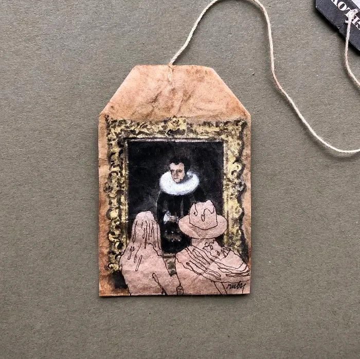 I Paint "Museum Goers" On Used Tea Bags (19 Pics)