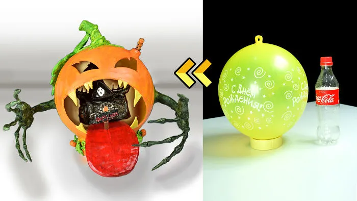 I Made A Fairy House Swallowed By Pumpkin Using Balloon And Plastic Bottle !