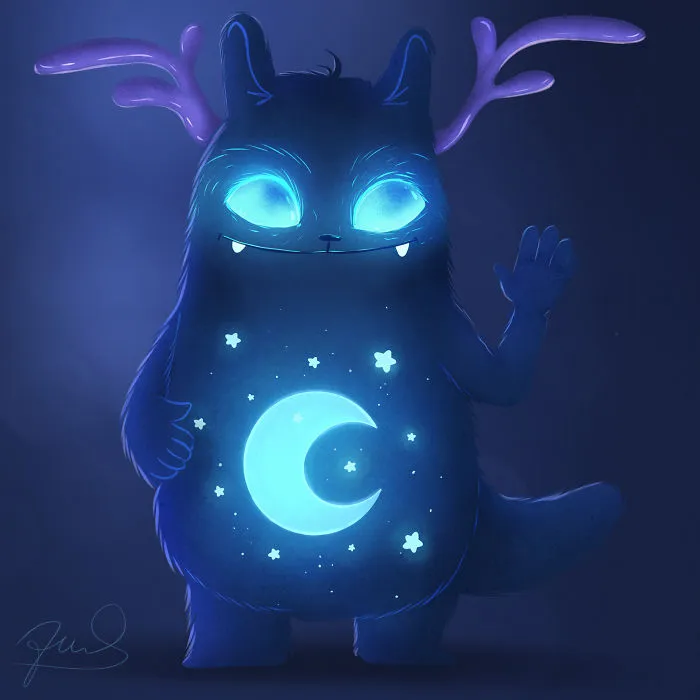 My 30 Illustrations Of Adorable Glowing Monsters From Space