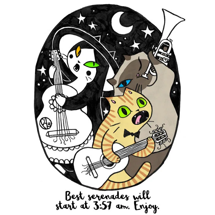 My Girlfriend Turns Our Life With 3 Cats And A Dog Into Humorous Illustrations (20 Pics)