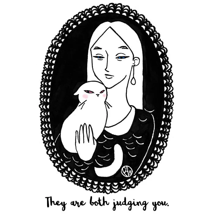My Girlfriend Turns Our Life With 3 Cats And A Dog Into Humorous Illustrations (20 Pics)