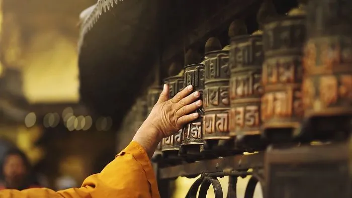 Prayer Wheels In A Temple, Kathmandu, Nepal