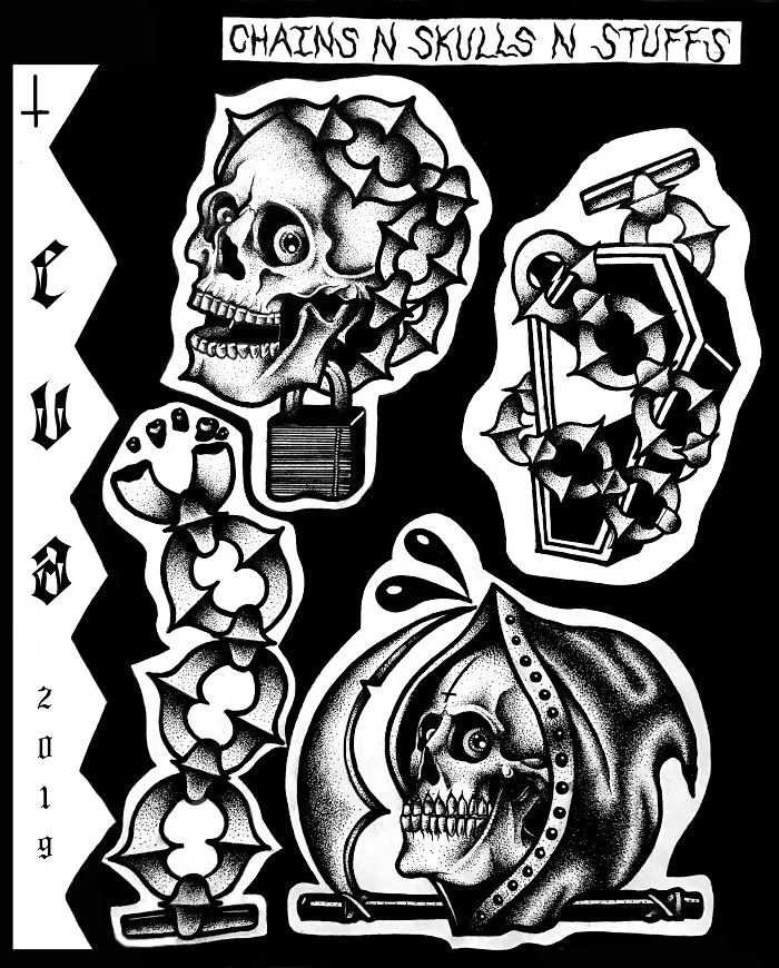 Chains+skulls+lots Of Black=a Cool Tattoo