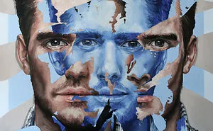 Blue Fragmented Psychological Portraits By Corné Eksteen