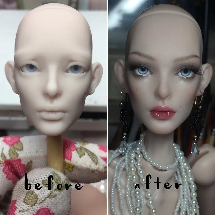 Esta artista ucrania les quita el maquillaje a las muñecas para repintarlas, y el resultado es muy auténtico (Nuevas imágenes)