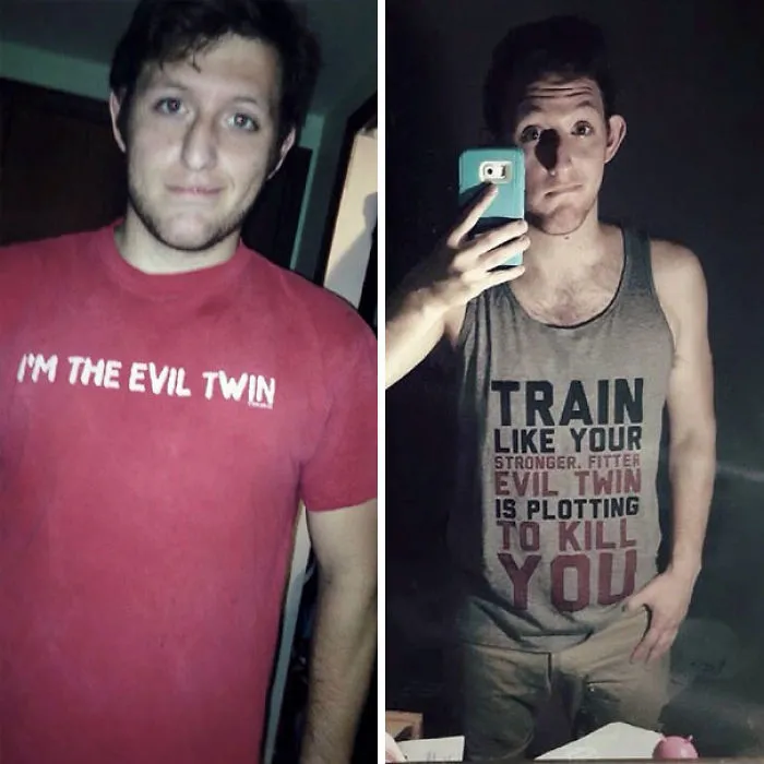 My Twin Asked Me To Send Him A Picture In My Favorite Shirt. He Sent Me Back A Picture Of His Favorite. Well Played