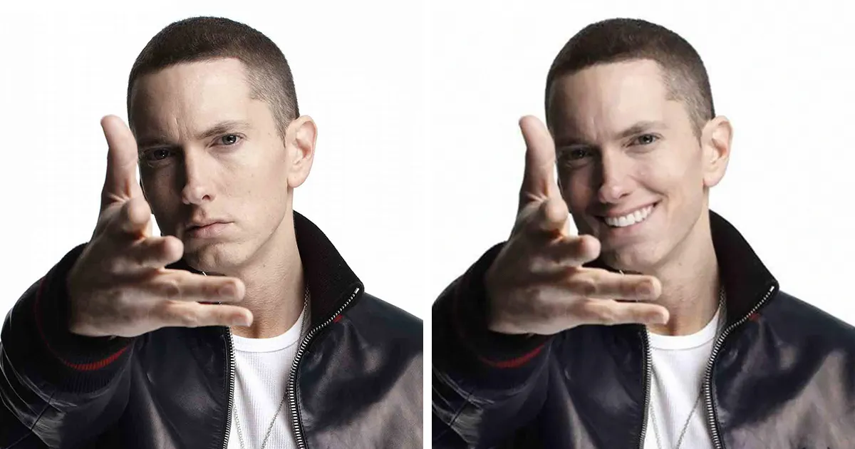 Hacen que Eminem "sonría" photoshopeando sus fotos, y ahora tiene mejor aspecto (14 imágenes)