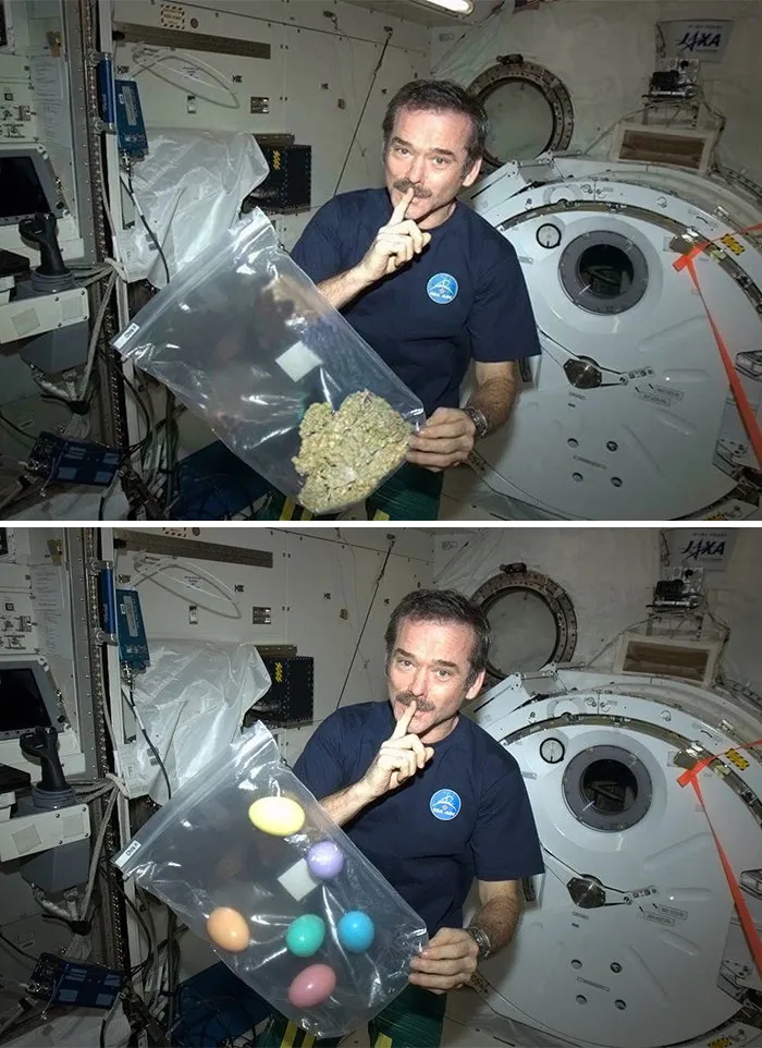 Astronauta con marihuana en el espacio