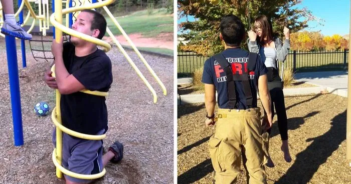 30 Times Adults Tried Playing In Kids Playgrounds But It Ended Disastrously