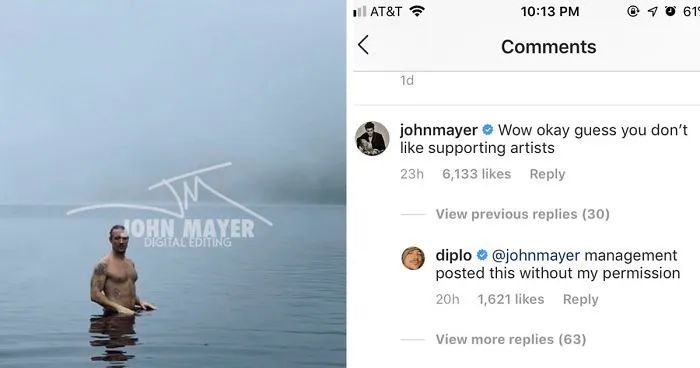 Diplo Complains About People 'Ruining' His Photo, So John Mayer Photoshops Them Out And Asks For $400