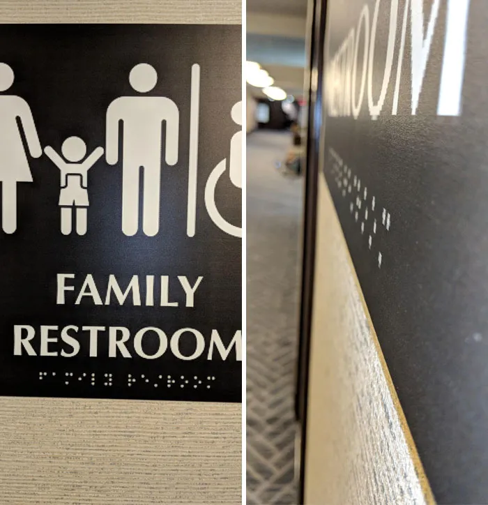 Braille falso en los carteles del hotel