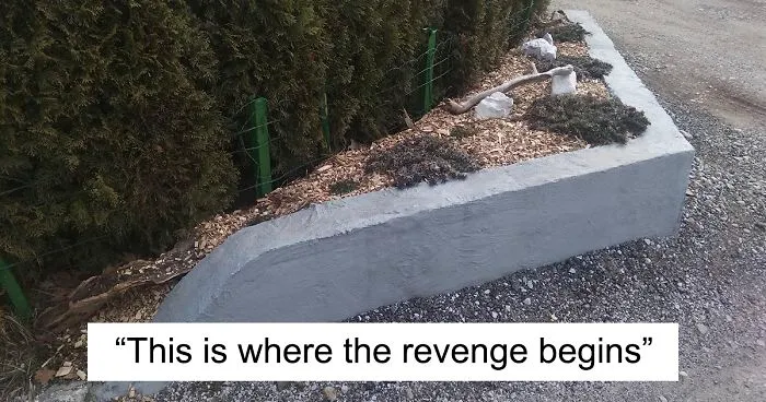 Neighbors Kept Running Over This Family's Fence, So Dad Replaces It With Concrete And Wrecks 8 Of Their Cars