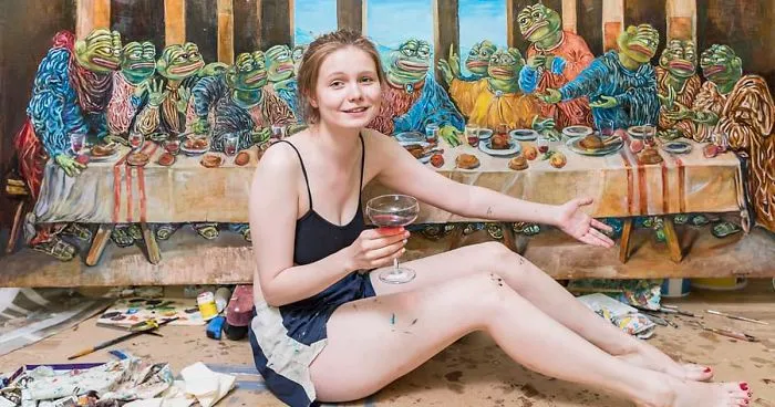 Russian Artist Pepelangelo Masterfully Turns One Of The Internet's Most Popular Memes Into Her Painting Subject
