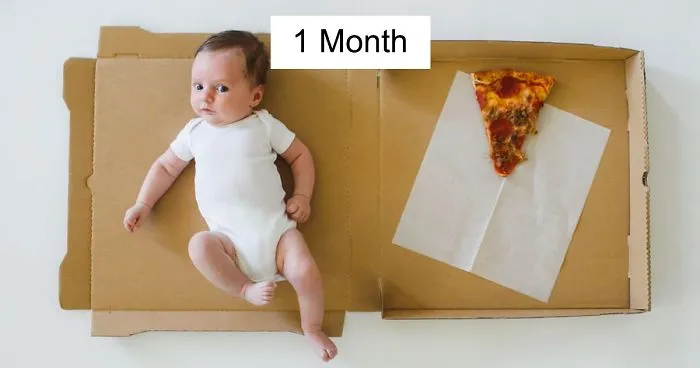 Mom Documents Her Baby's Growth During His First 12 Months Using Pizza Slices With Different Toppings