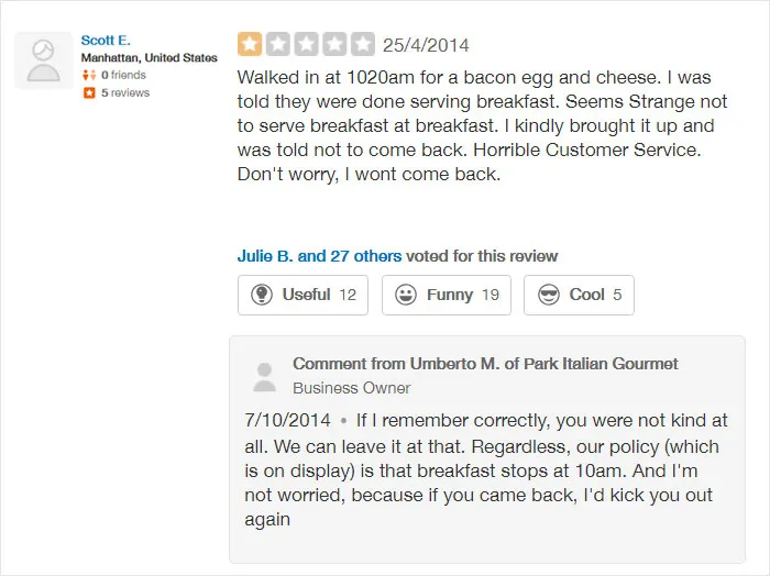 30 Of The Funniest Restaurant Comebacks To Bad Reviews