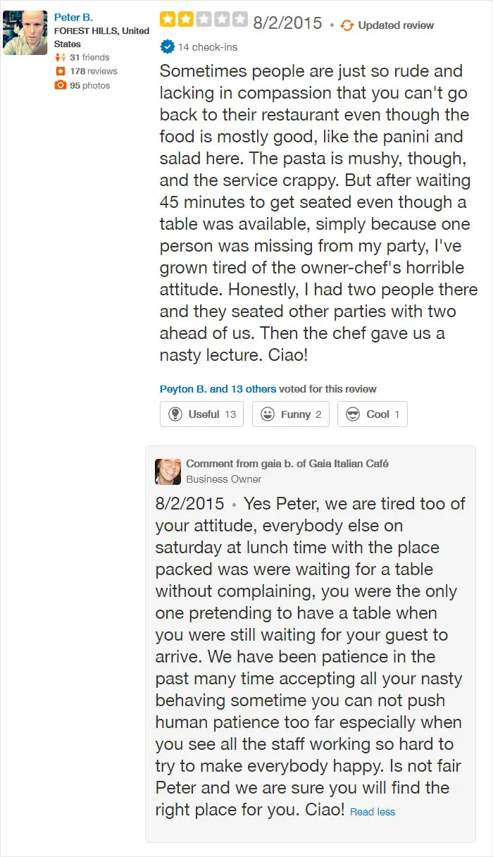30 Of The Funniest Restaurant Comebacks To Bad Reviews