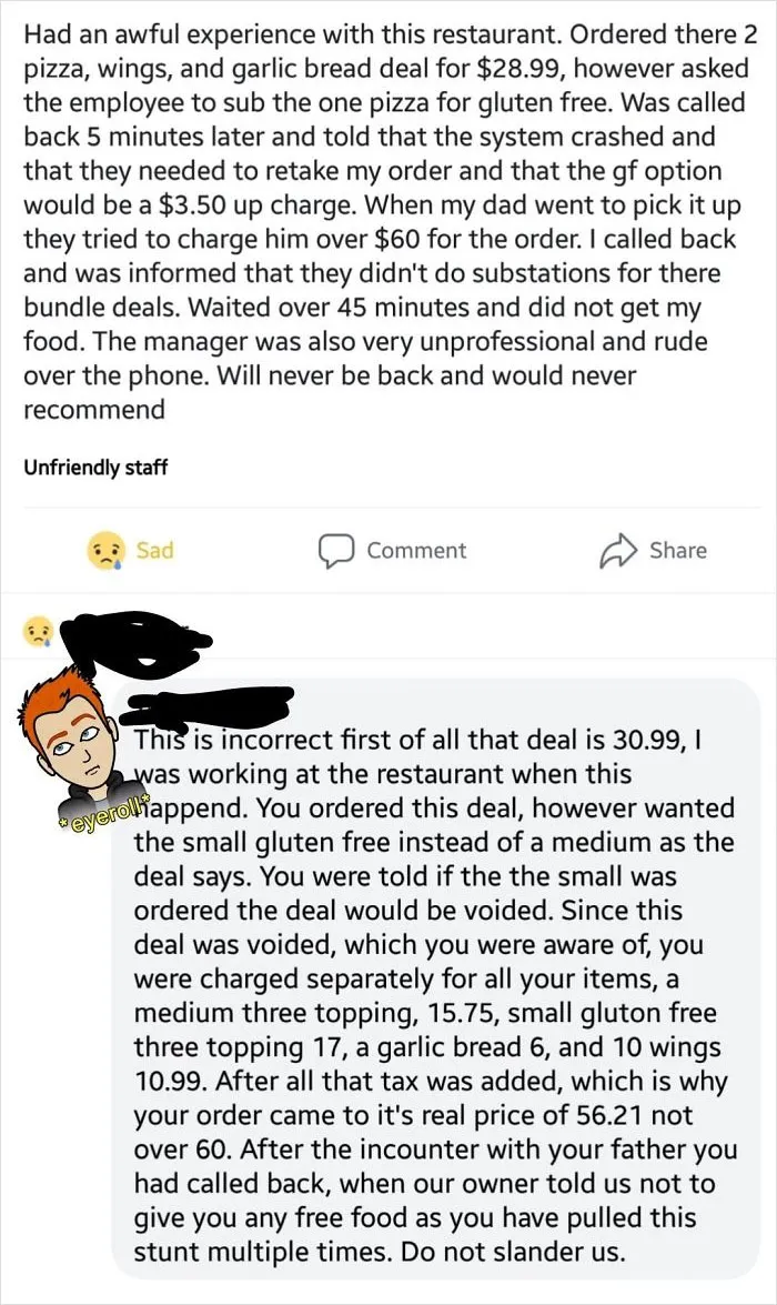 30 Of The Funniest Restaurant Comebacks To Bad Reviews