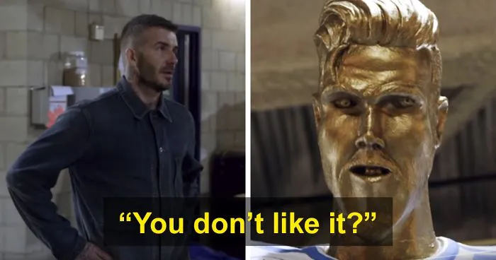 David Beckham Goes To See His Statue For The First Time, Doesn't Know It's Been Replaced By A Prank One