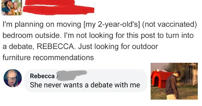 Anti-Vaxx Parent Asks Stupid Question About Their 2-Year-Old's 'Outside Bedroom', Gets Equally Stupid Answers