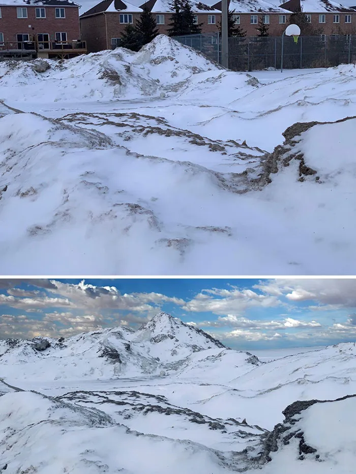 Esta nieve amontonada parece una sierra (he puesto un fondo con photoshop en la 2ª foto para demostrarlo)