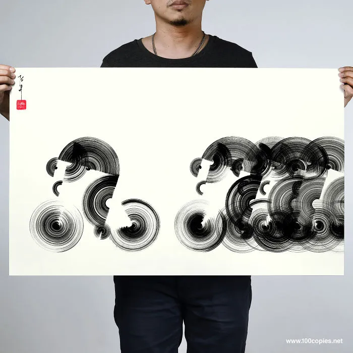 Cycling Art Created By Sweeping Brush Strokes
