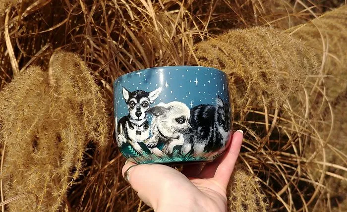 Custom Pet Dog Painting In A Night Scene