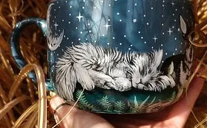 I Hand Paint Your Beloved Pets Into Magical Nature Scenes On Mugs