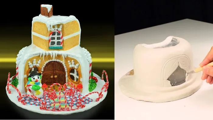 I Upcycled A Worn Plastic Bowl Into Polymer Clay Sweet Candy House