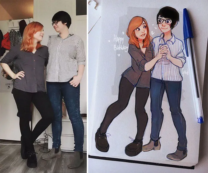 This Dutch Artist Turns Herself And Other People Into Adorable Cartoon Illustrations (30 Pics)