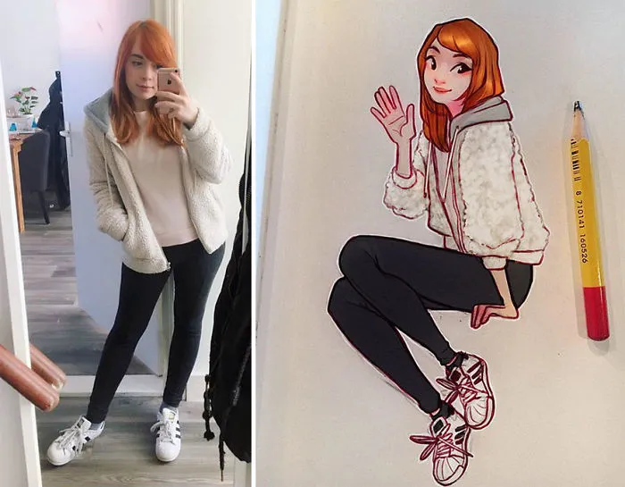 This Dutch Artist Turns Herself And Other People Into Adorable Cartoon Illustrations (30 Pics)
