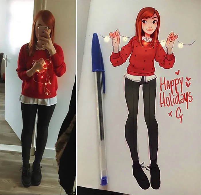 This Dutch Artist Turns Herself And Other People Into Adorable Cartoon Illustrations (30 Pics)