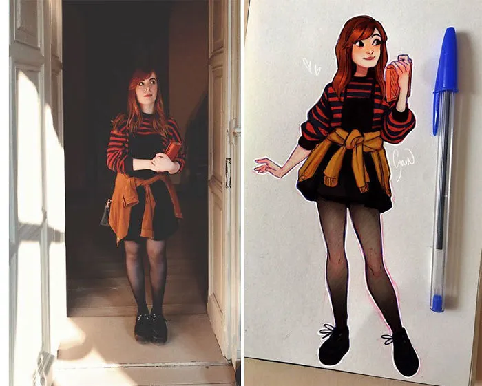This Dutch Artist Turns Herself And Other People Into Adorable Cartoon Illustrations (30 Pics)