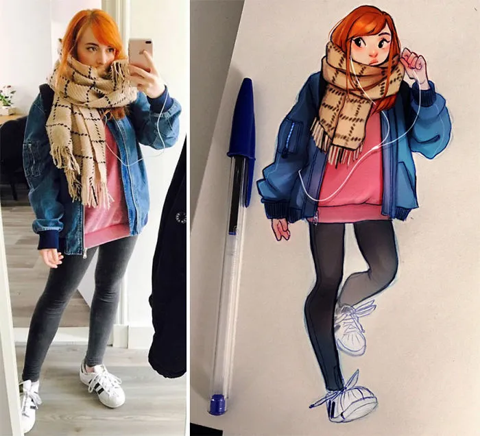 This Dutch Artist Turns Herself And Other People Into Adorable Cartoon Illustrations (30 Pics)