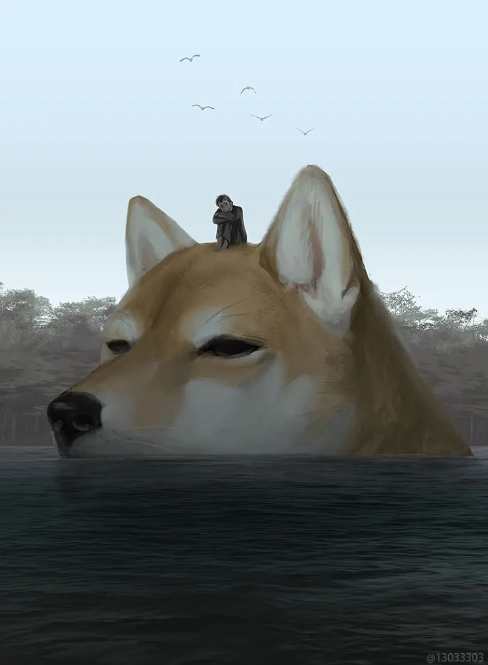 Japanese Illustrator Imagines A World Where Humans Live Among Giant Animals (30 Pics)