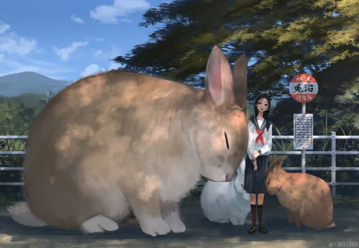 Japanese Illustrator Imagines A World Where Humans Live Among Giant Animals (30 Pics)