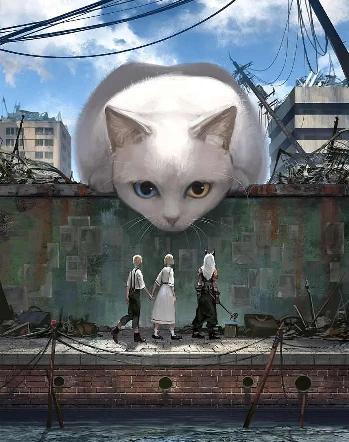 Japanese Illustrator Imagines A World Where Humans Live Among Giant Animals (30 Pics)