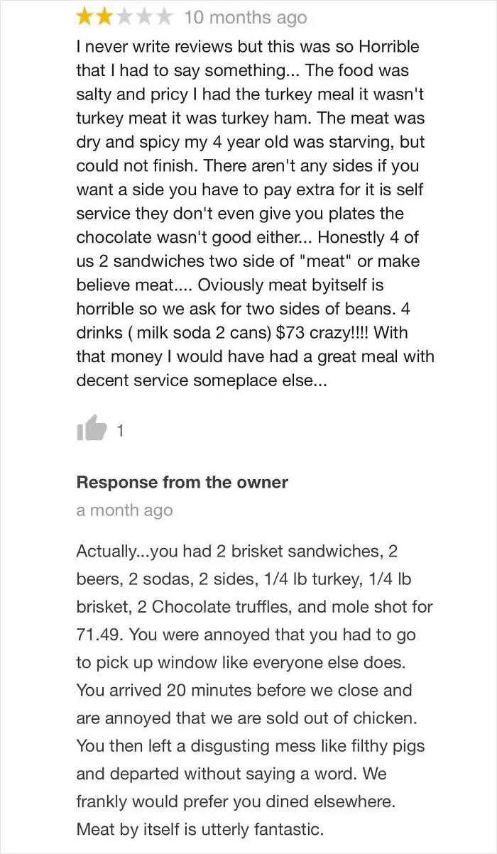 30 Of The Funniest Restaurant Comebacks To Bad Reviews