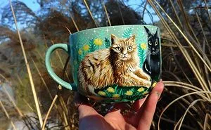 I Hand Paint Your Beloved Pets Into Magical Nature Scenes On Mugs