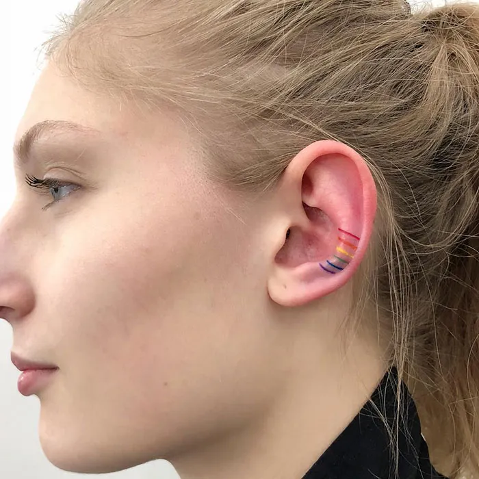 Rainbow Ear Tattoo Design