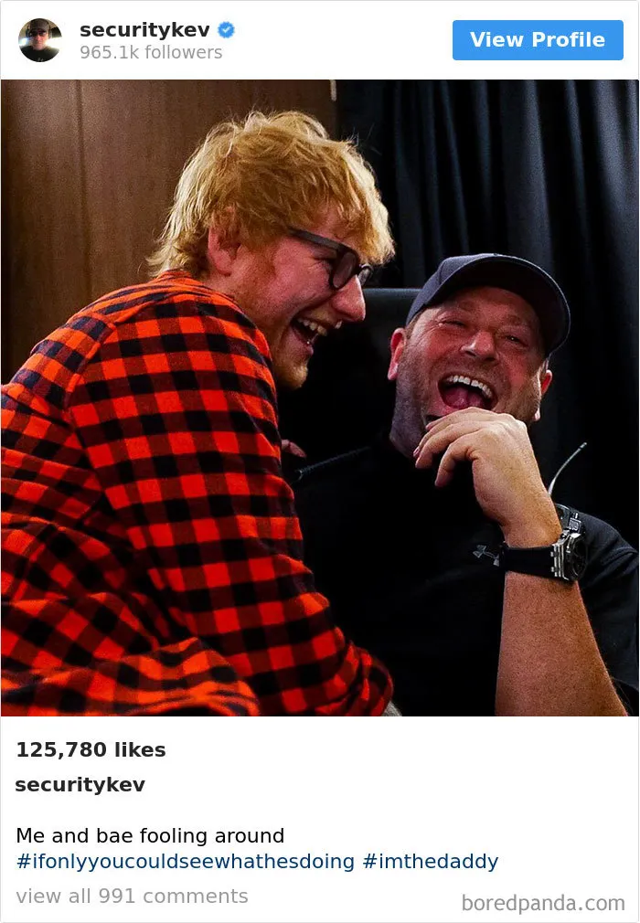 Ed Sheeran’s Security Guard Has An Instagram With 853K Followers, And It’s Better Than His Boss's