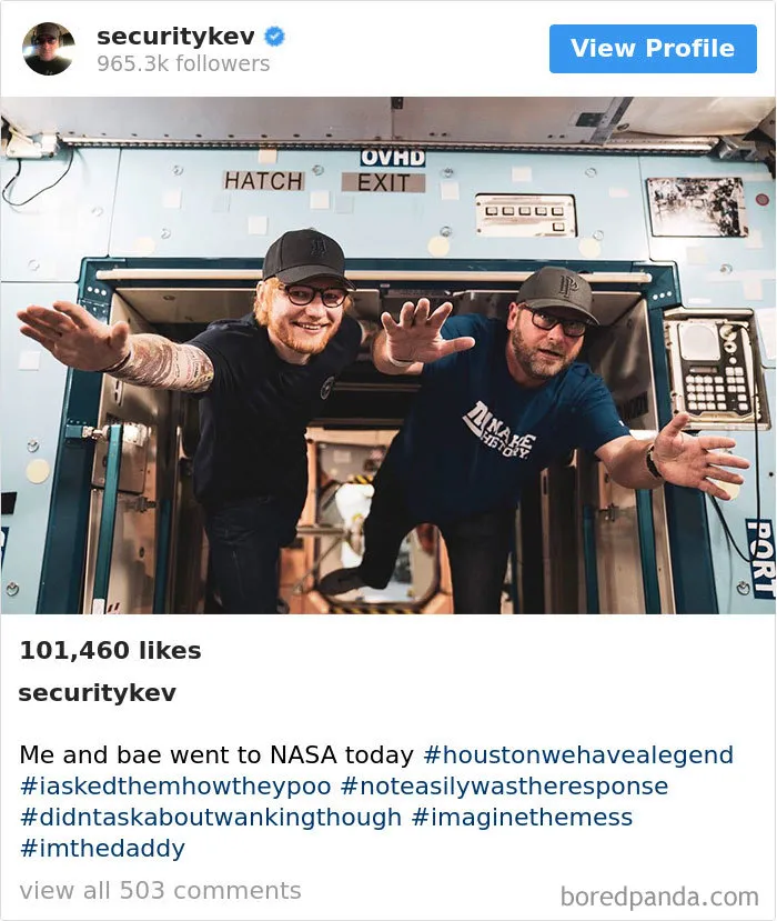 Ed Sheeran’s Security Guard Has An Instagram With 853K Followers, And It’s Better Than His Boss's