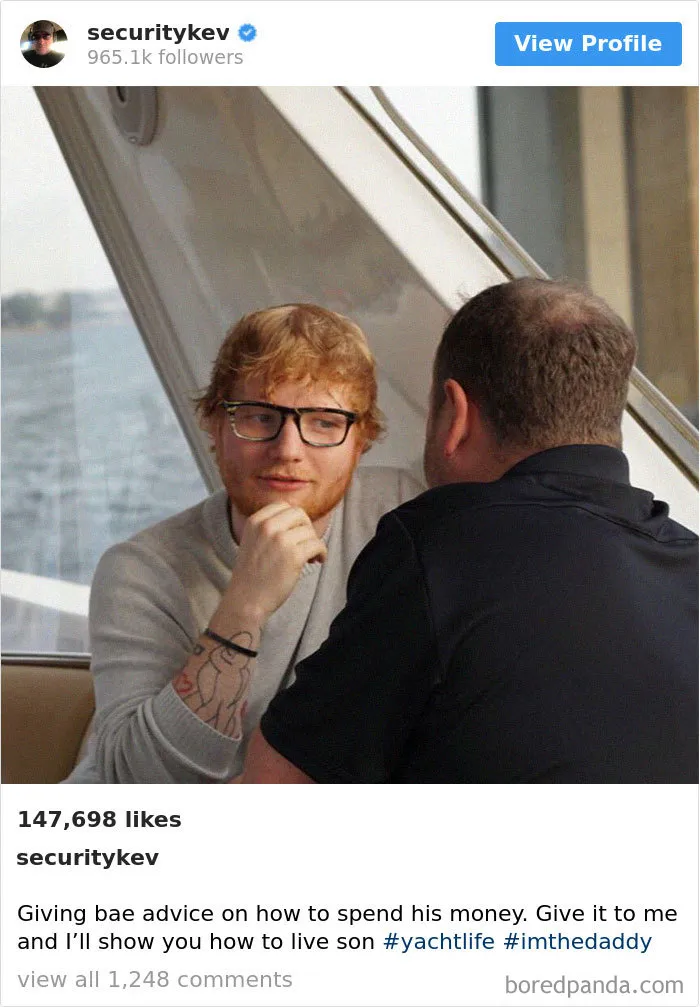 Ed Sheeran’s Security Guard Has An Instagram With 853K Followers, And It’s Better Than His Boss's
