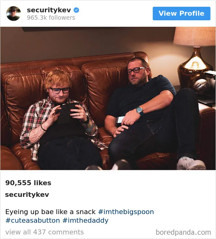 Ed Sheeran’s Security Guard Has An Instagram With 853K Followers, And It’s Better Than His Boss's